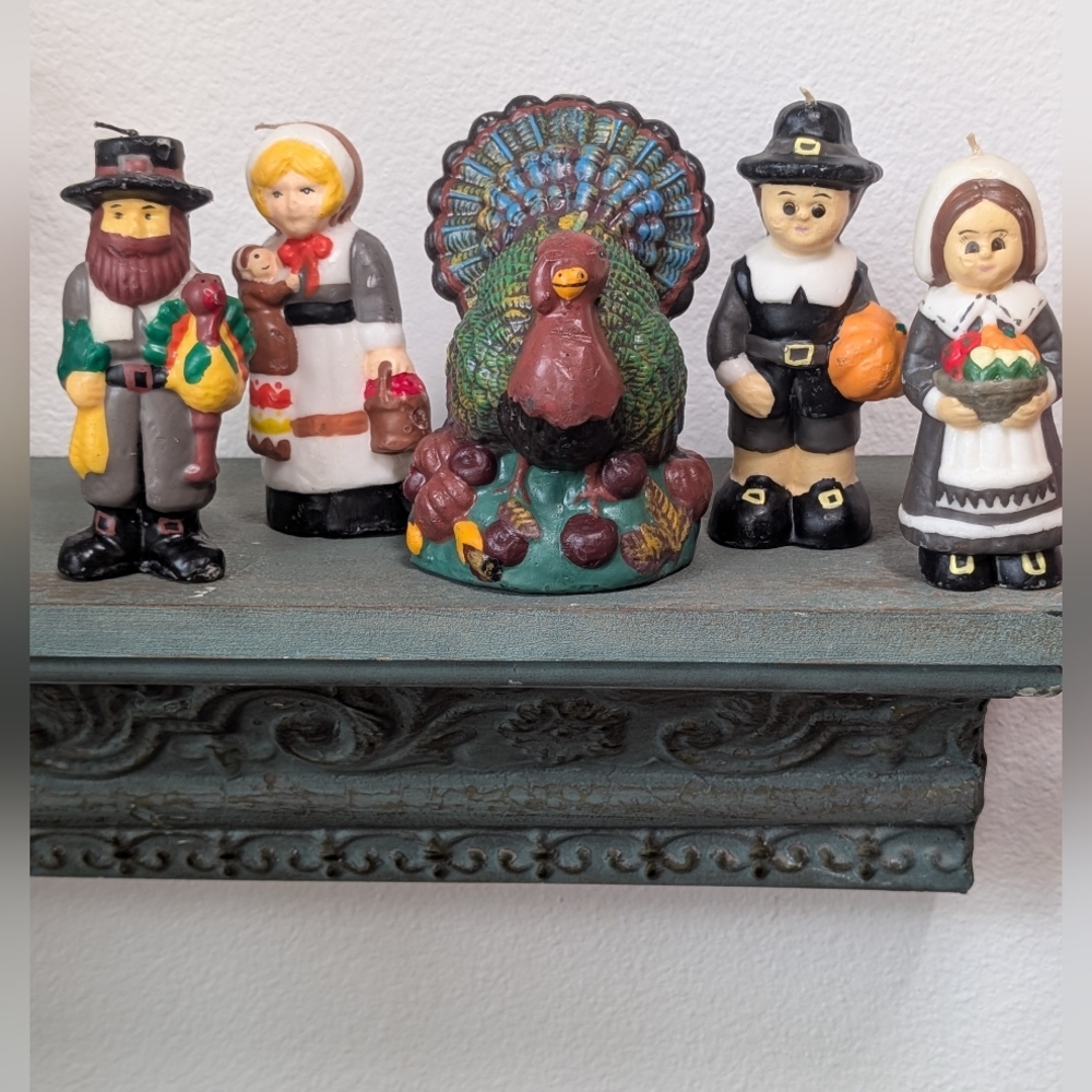 Vintage Gurley Like Thanksgiving Candles Pilgrims Boy Girl Man Woman Turkey Fall